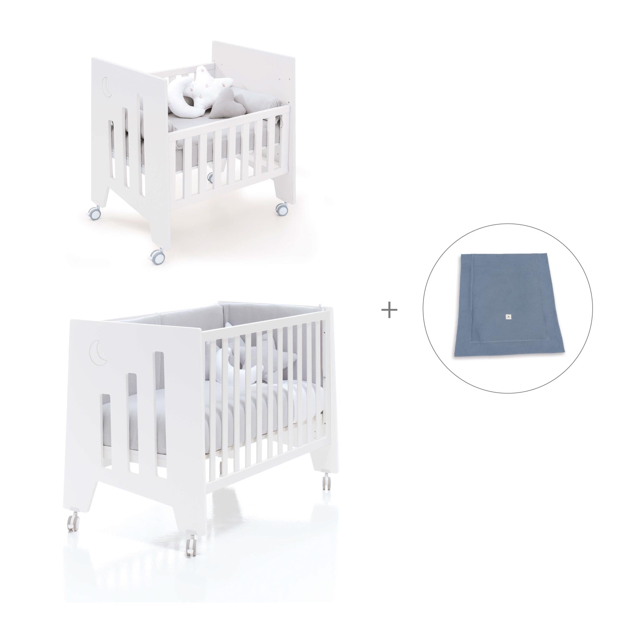 Minicuna 60x80 cm y cuna 60x120 cm (7en1) blanca · Omni Tre White C181T-M7700