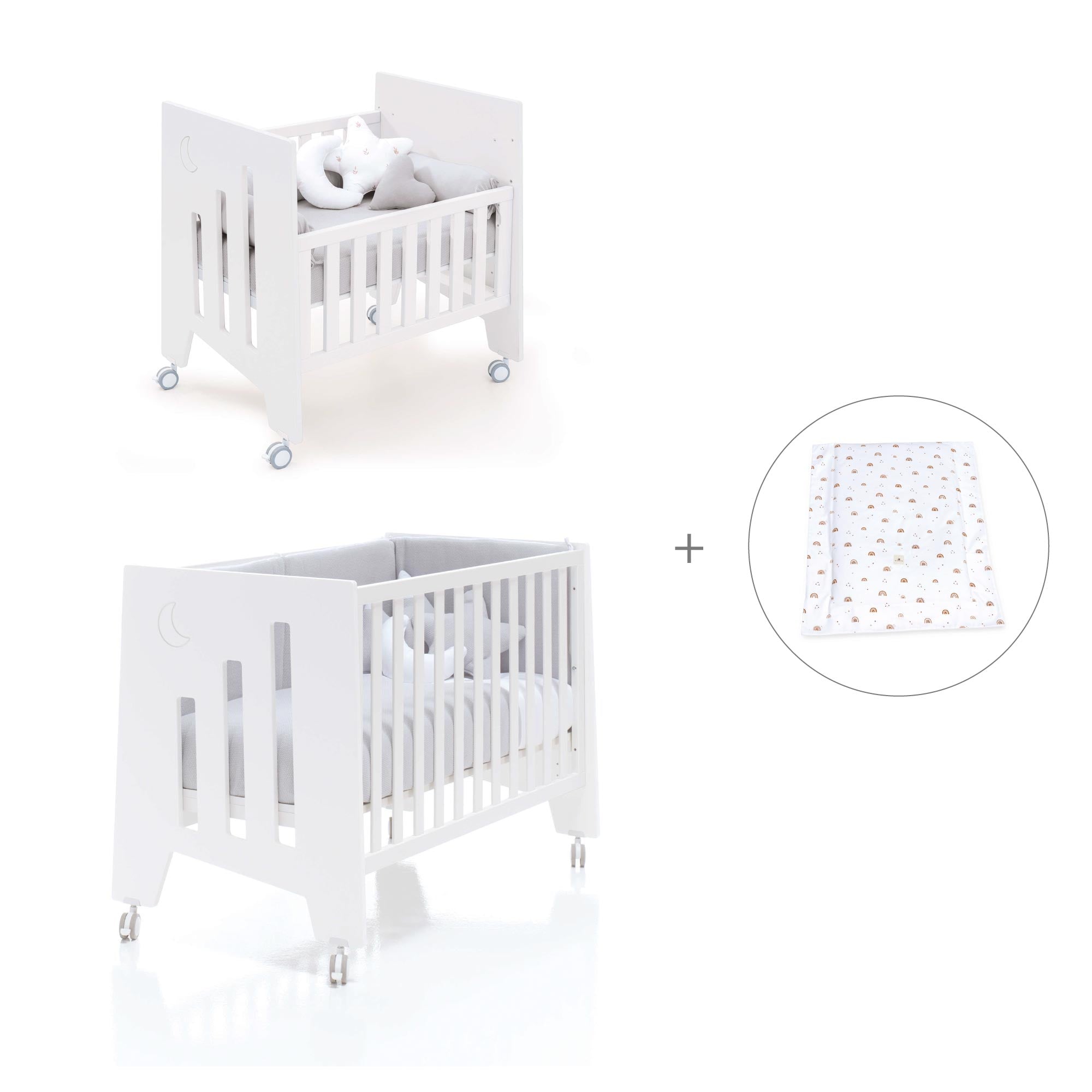Minicuna 60x80 cm y cuna 60x120 cm (7en1) blanca · Omni Tre White C181T-M7700