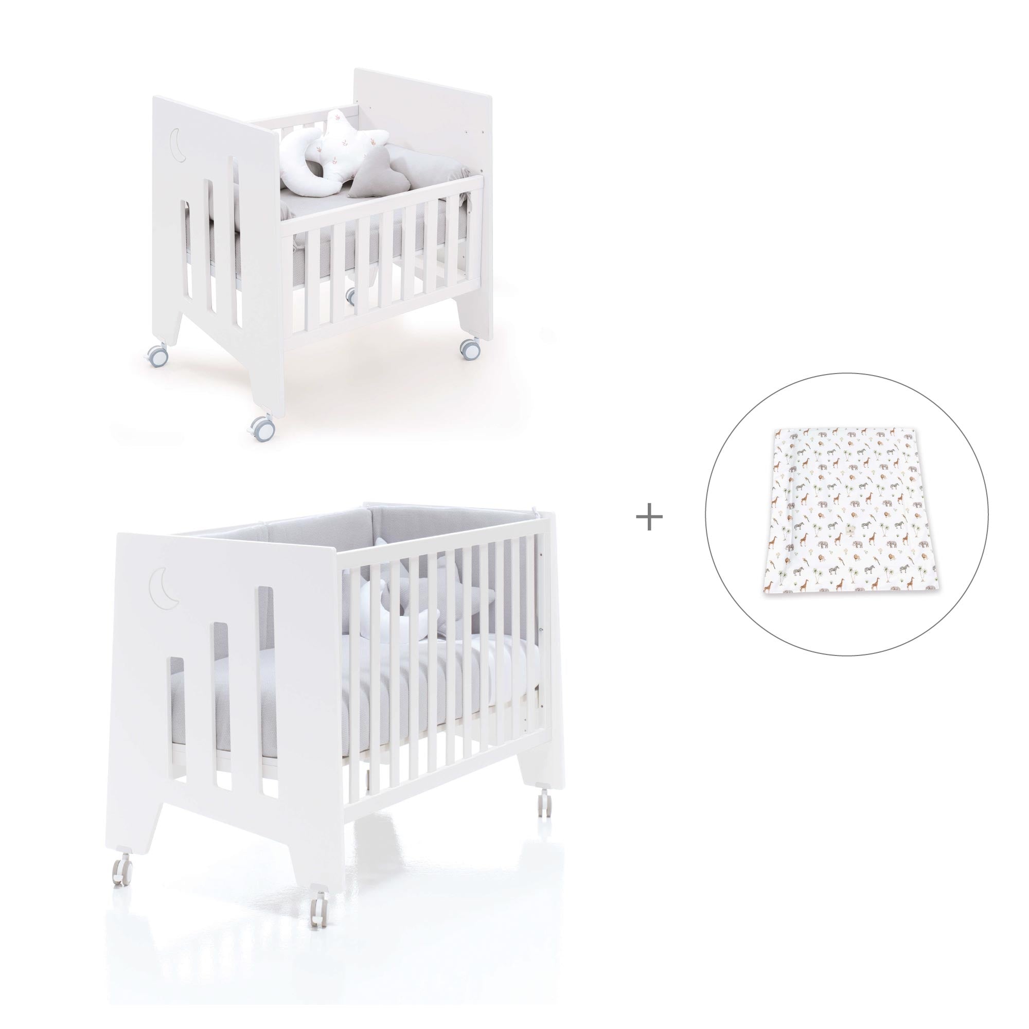 Minicuna 60x80 cm y cuna 60x120 cm (7en1) blanca · Omni Tre White C181T-M7700