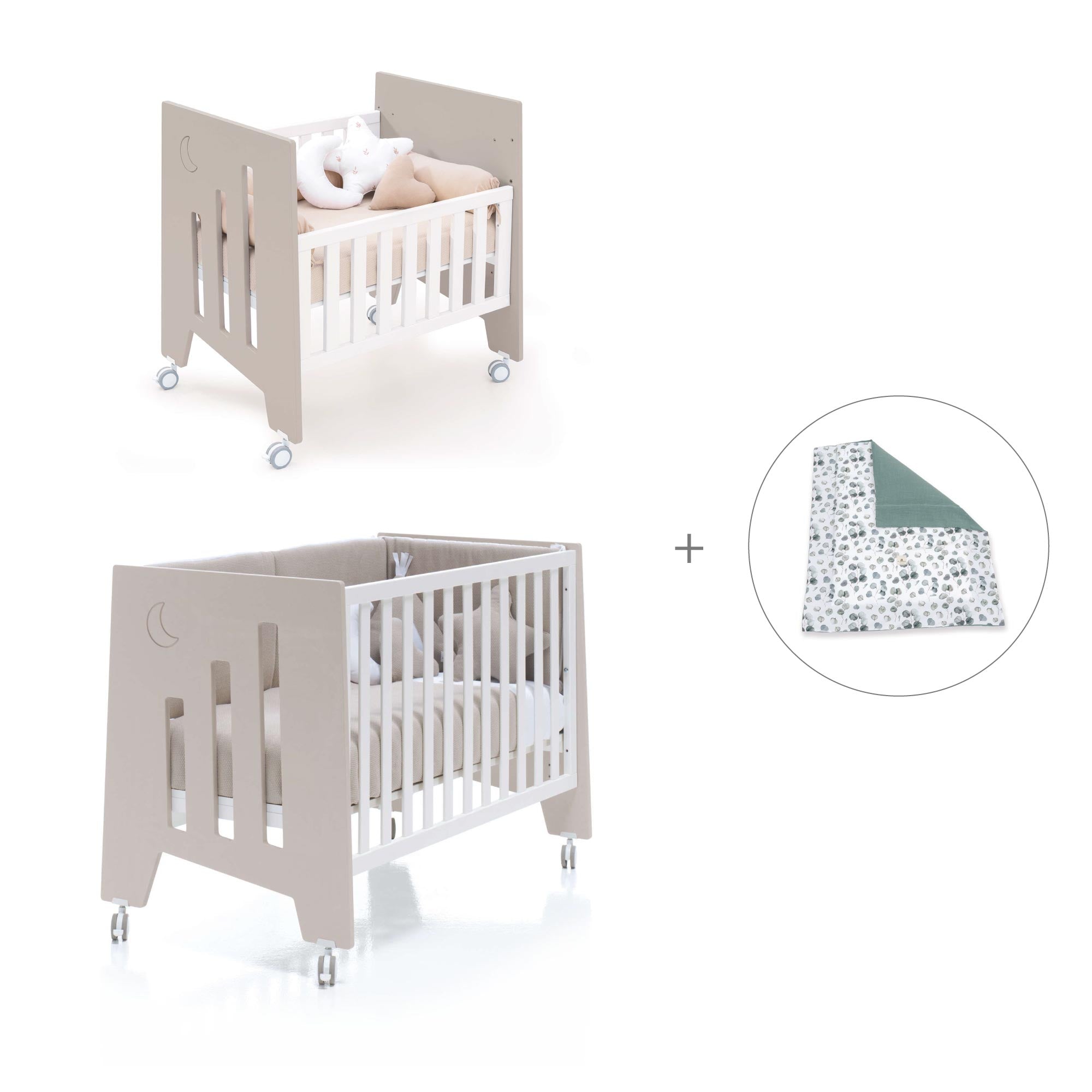 Minicuna 60x80 cm y cuna 60x120 cm (7en1) beige · Omni Tre Arena C181T-M7753