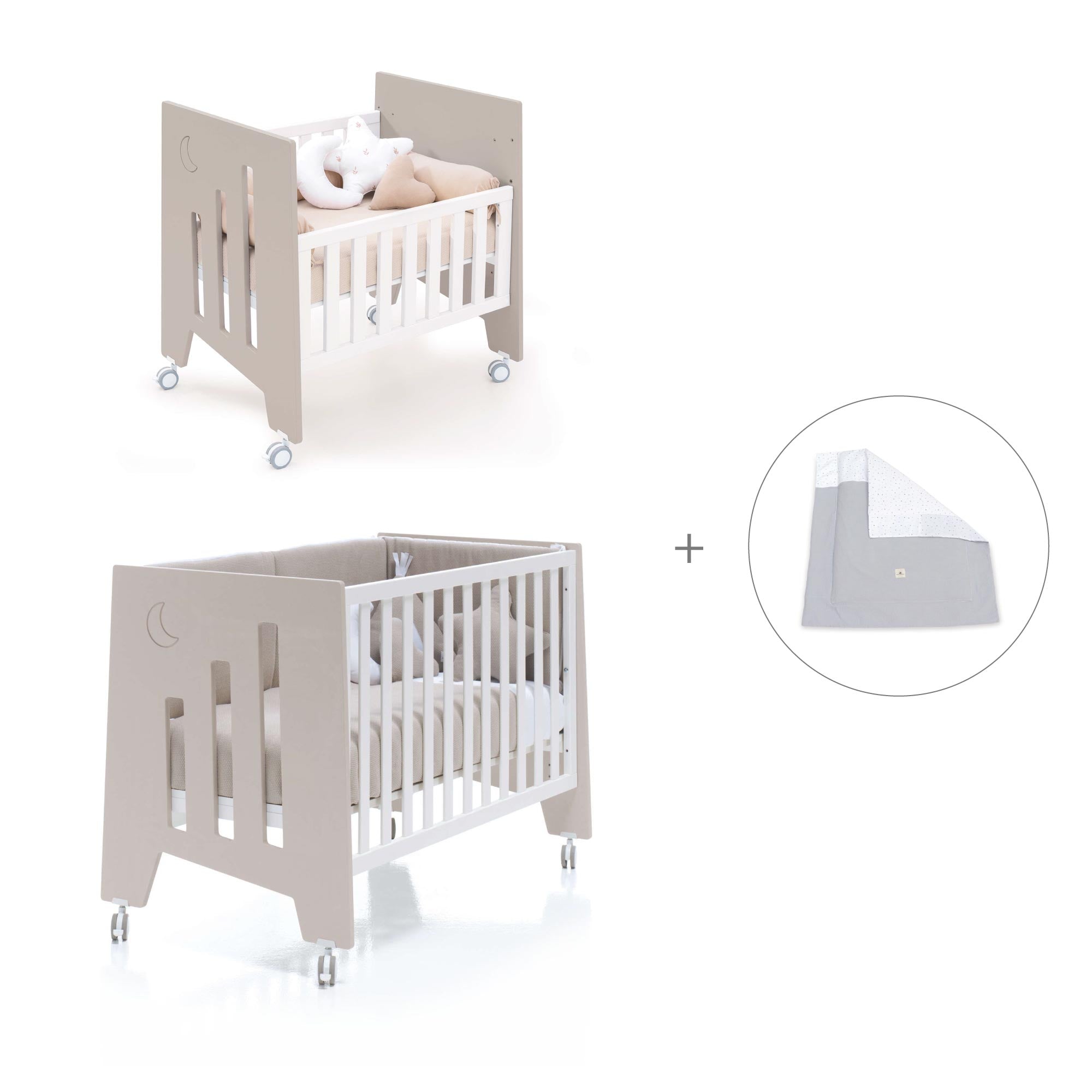 Minicuna 60x80 cm y cuna 60x120 cm (7en1) beige · Omni Tre Arena C181T-M7753