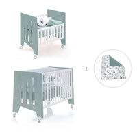 Minicuna 60x80 cm y cuna 60x120 cm (7en1) verde eucalipto · Omni Tre Eucalyptus C181T-M7757