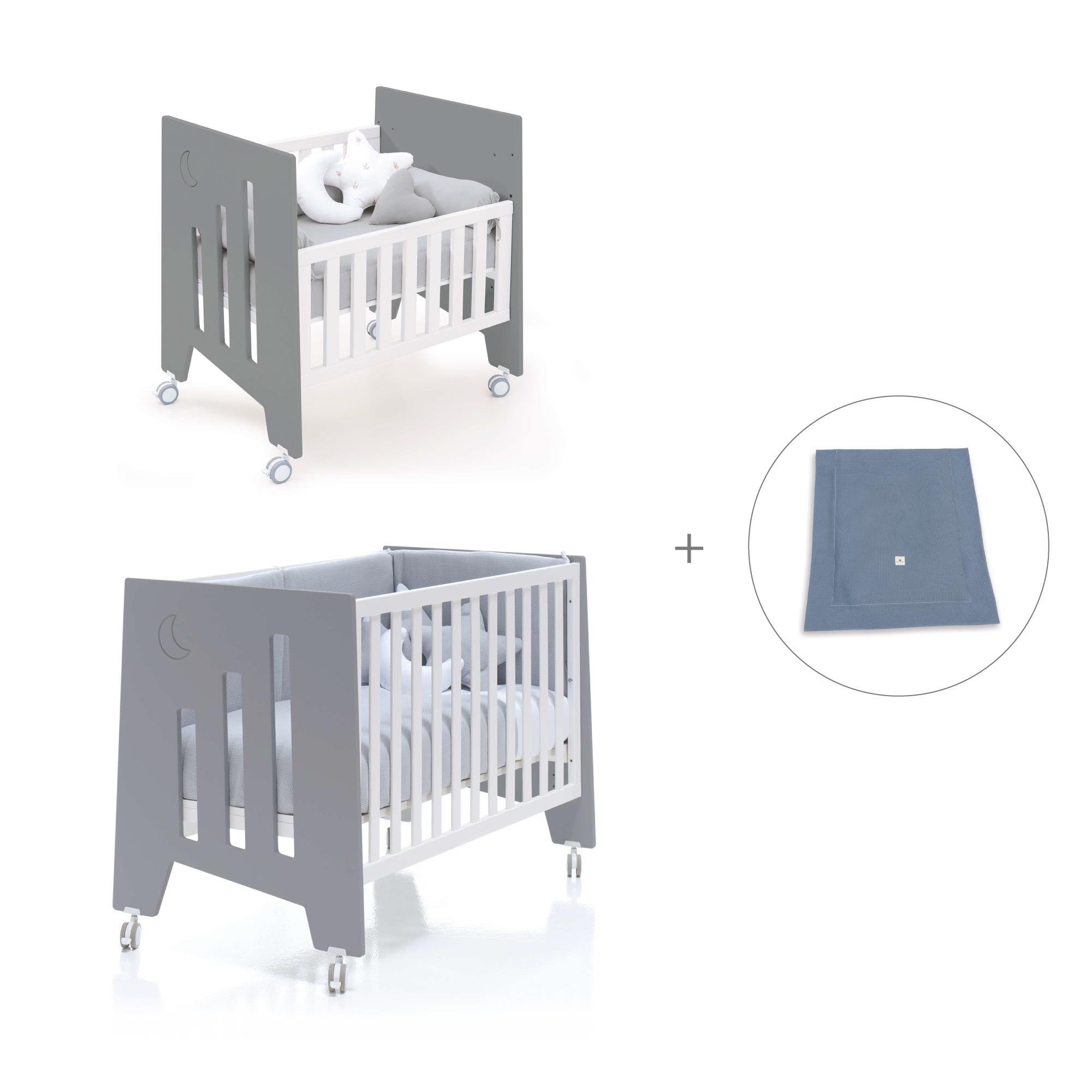 Minicuna 60x80 cm y cuna 60x120 cm (7en1) antracita · Omni Tre Antracita C181T-M7758