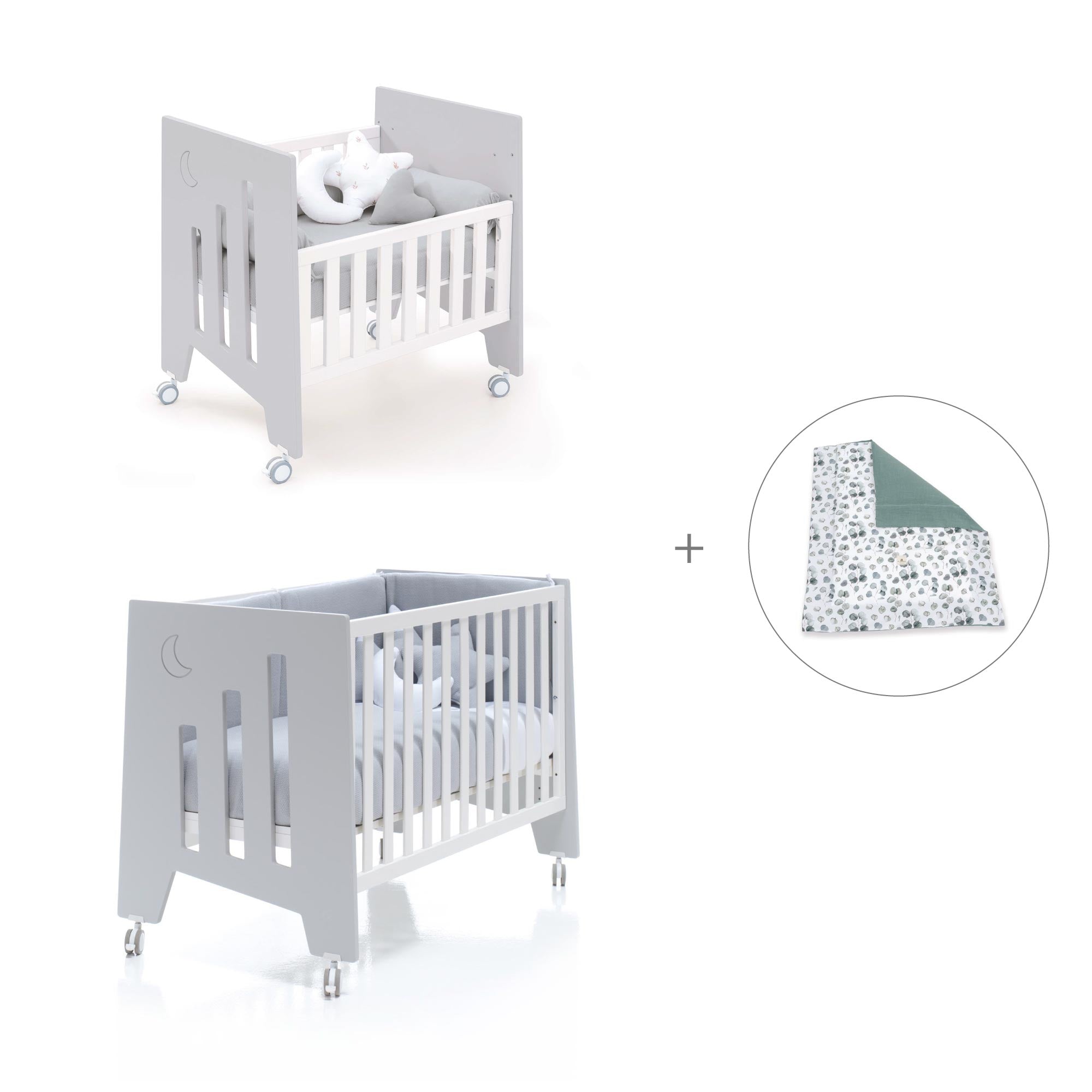 Minicuna 60x80 cm y cuna 60x120 cm (7en1) gris · Omni Tre Grey C181T-M7778