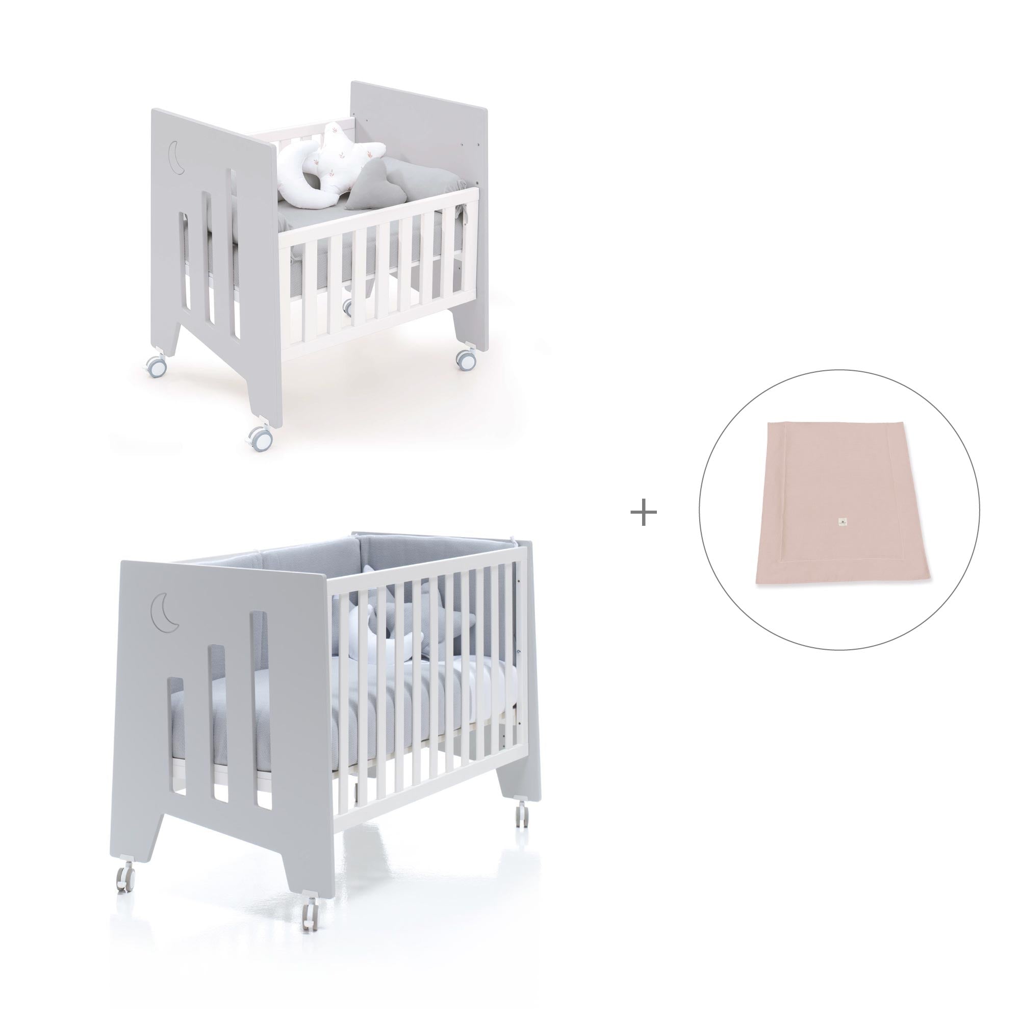 Minicuna 60x80 cm y cuna 60x120 cm (7en1) gris · Omni Tre Grey C181T-M7778