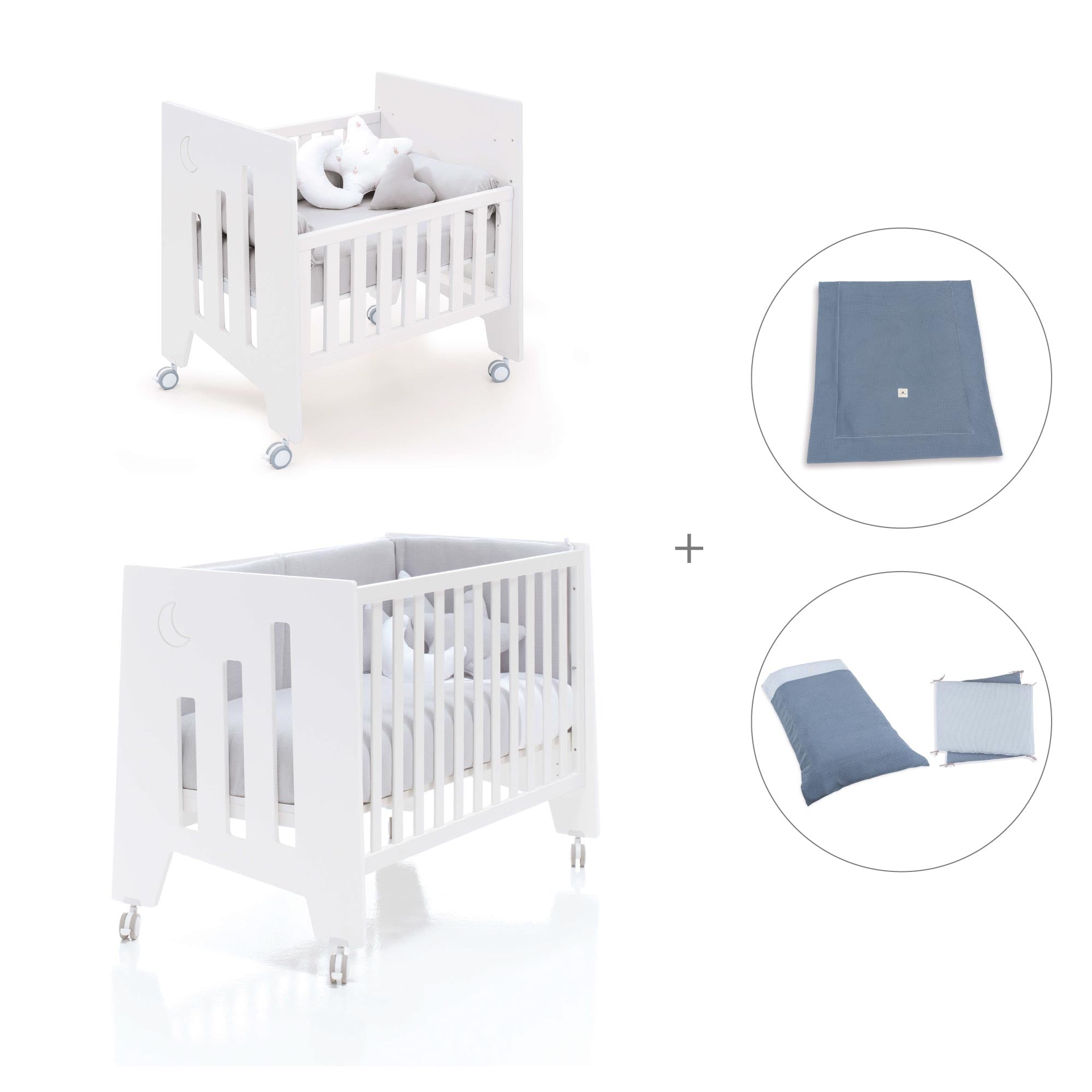 Minicuna 60x80 cm y cuna 60x120 cm (7en1) blanca · Omni Tre White C181T-M7700