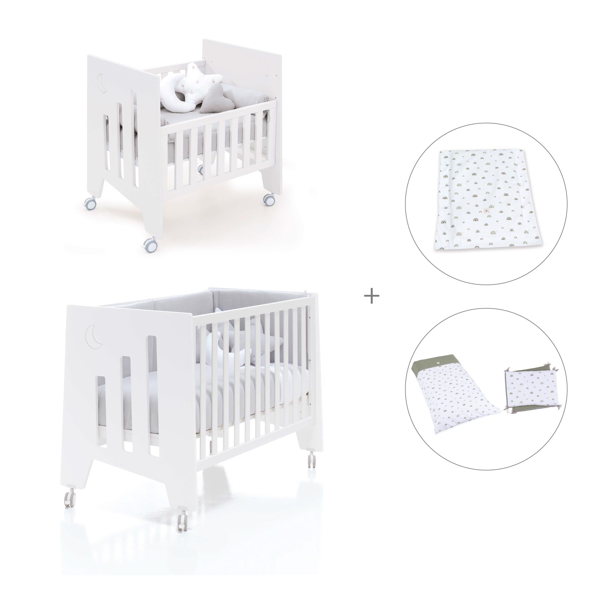 Minicuna 60x80 cm y cuna 60x120 cm (7en1) blanca · Omni Tre White C181T-M7700