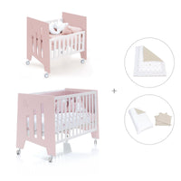 Minicuna 60x80 cm y cuna 60x120 cm (7en1) rosa claro · Omni Tre Flamingo C181T-M7742