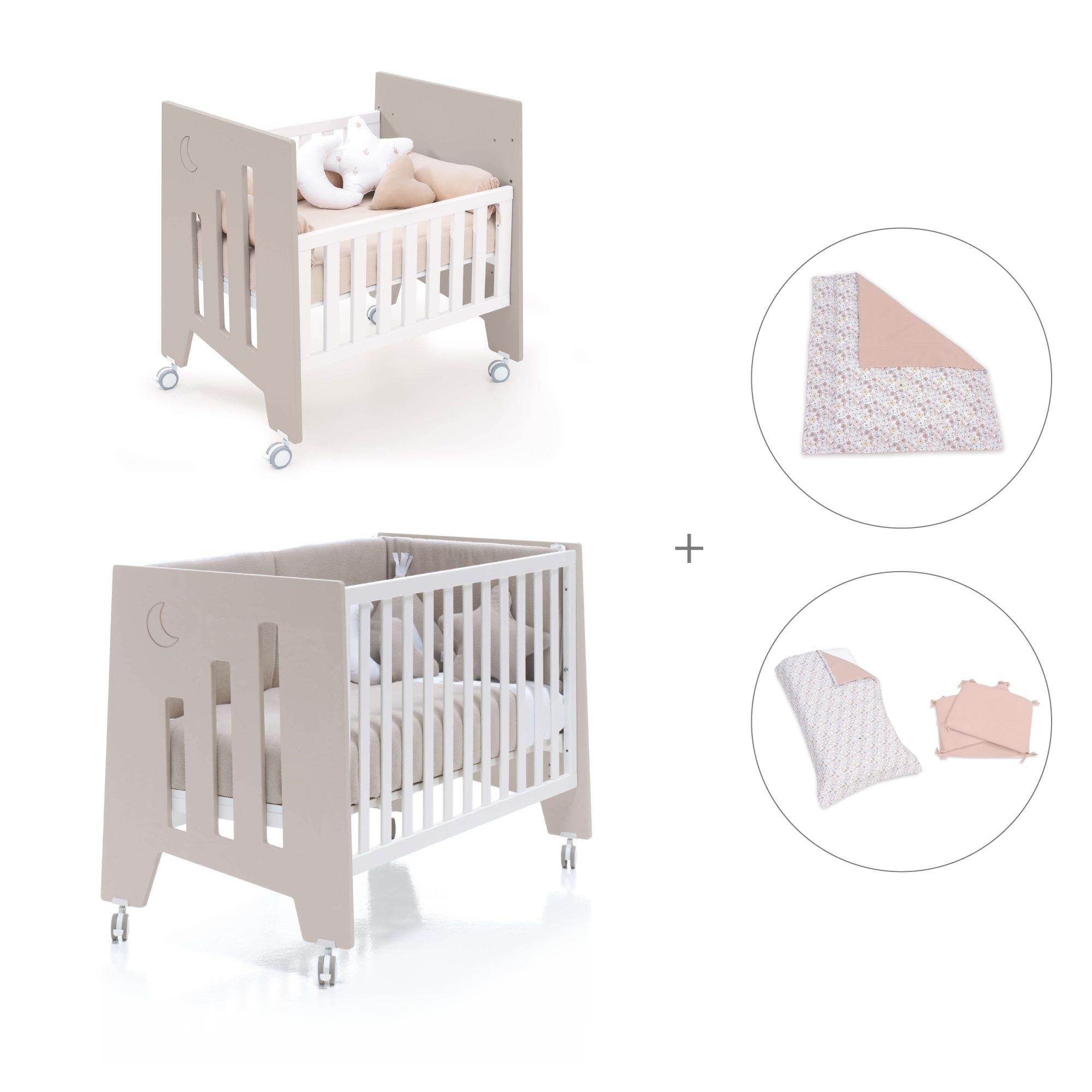 Minicuna 60x80 cm y cuna 60x120 cm (7en1) beige · Omni Tre Arena C181T-M7753