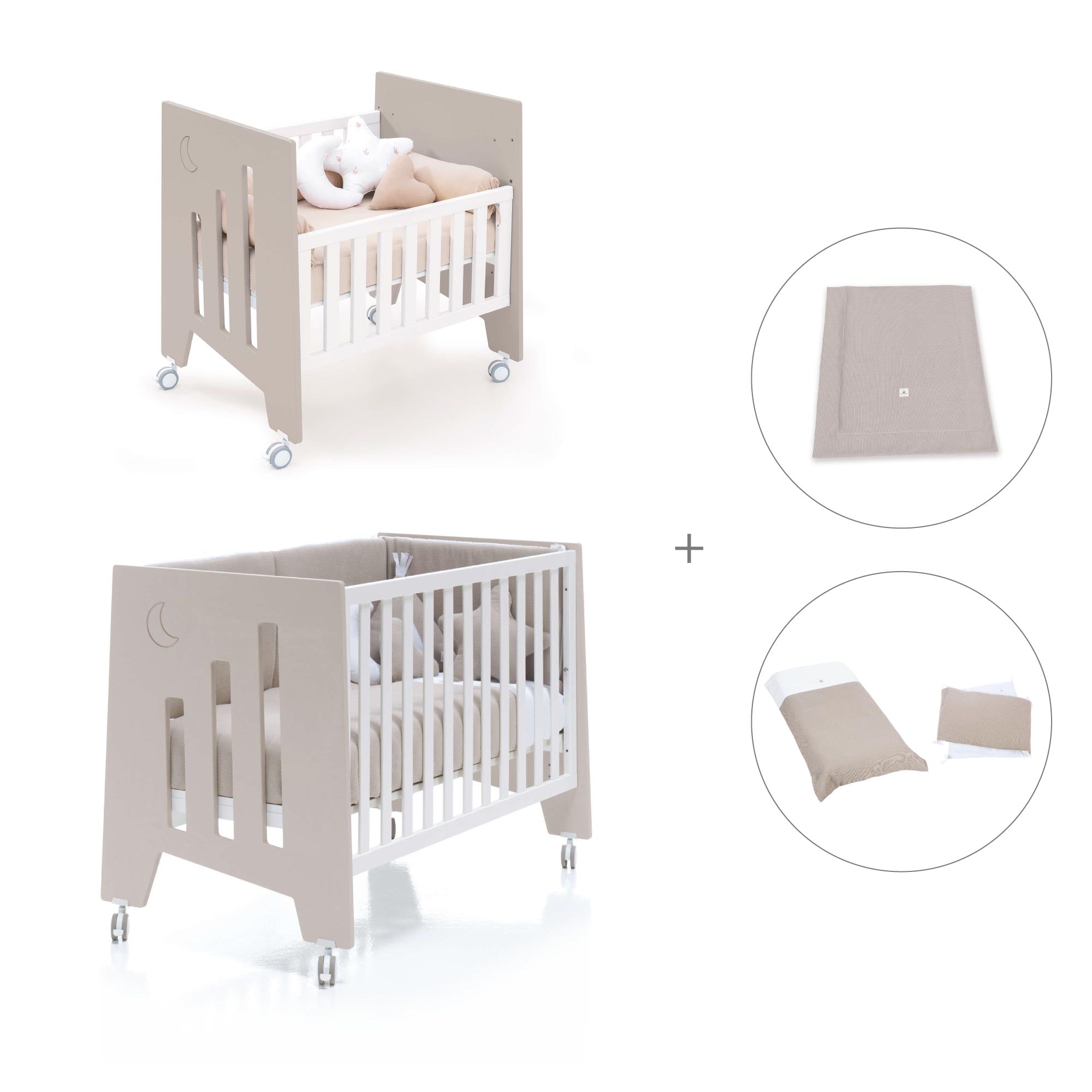 Minicuna 60x80 cm y cuna 60x120 cm (7en1) beige · Omni Tre Arena C181T-M7753