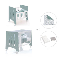 Minicuna 60x80 cm y cuna 60x120 cm (7en1) verde eucalipto · Omni Tre Eucalyptus C181T-M7757