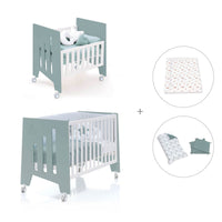 Minicuna 60x80 cm y cuna 60x120 cm (7en1) verde eucalipto · Omni Tre Eucalyptus C181T-M7757