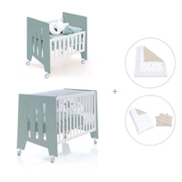 Minicuna 60x80 cm y cuna 60x120 cm (7en1) verde eucalipto · Omni Tre Eucalyptus C181T-M7757