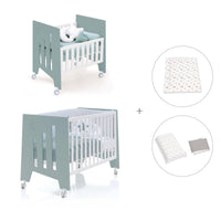 Minicuna 60x80 cm y cuna 60x120 cm (7en1) verde eucalipto · Omni Tre Eucalyptus C181T-M7757