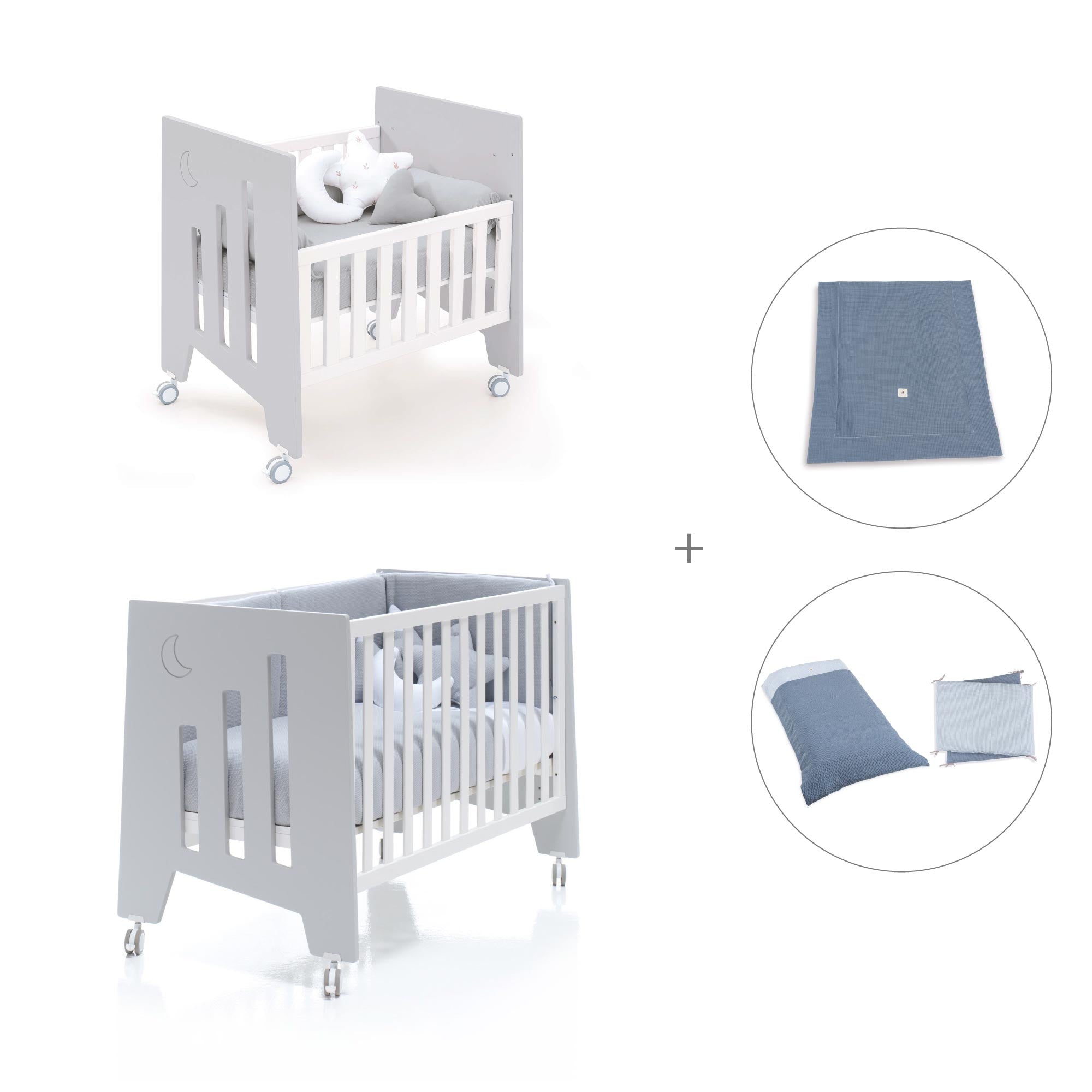 Minicuna 60x80 cm y cuna 60x120 cm (7en1) gris · Omni Tre Grey C181T-M7778