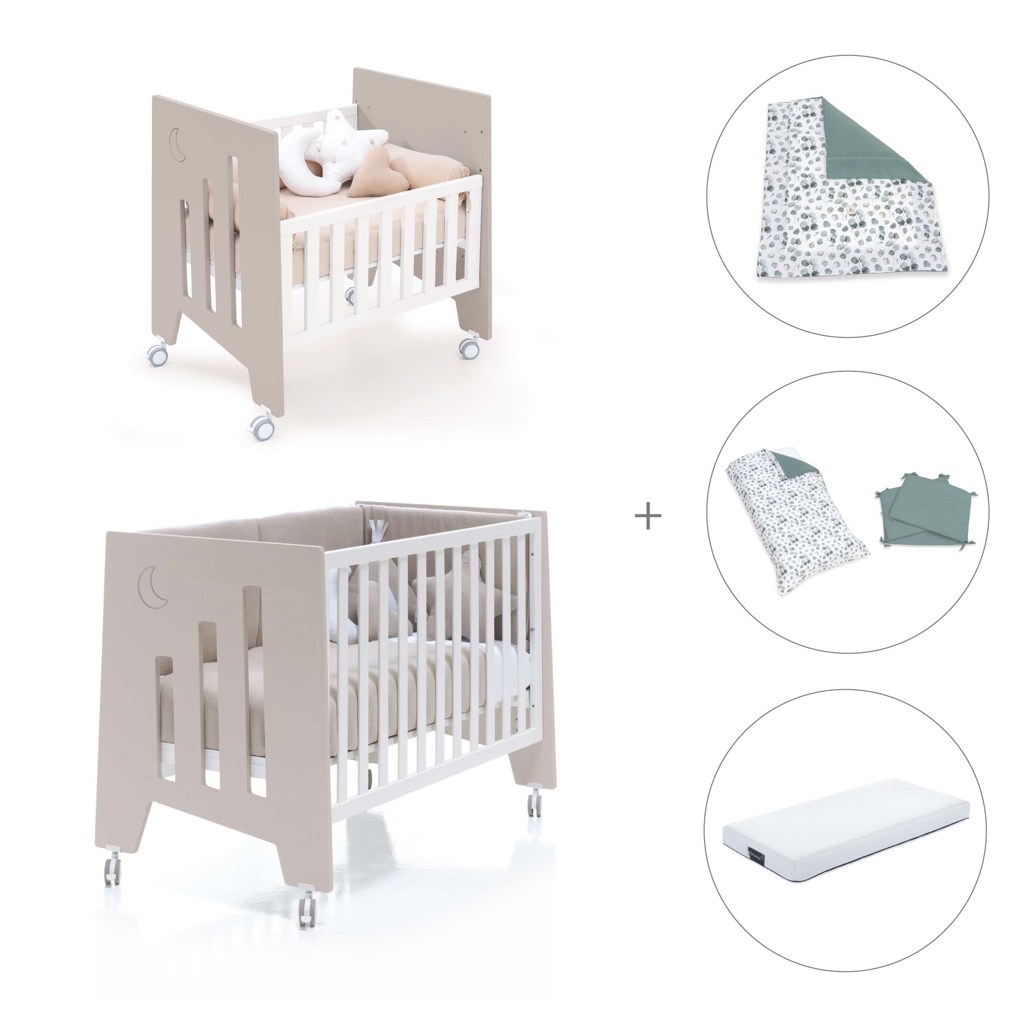 Minicuna 60x80 cm y cuna 60x120 cm (7en1) beige · Omni Tre Arena C181T-M7753
