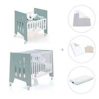 Minicuna 60x80 cm y cuna 60x120 cm (7en1) verde eucalipto · Omni Tre Eucalyptus C181T-M7757
