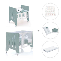 Minicuna 60x80 cm y cuna 60x120 cm (7en1) verde eucalipto · Omni Tre Eucalyptus C181T-M7757