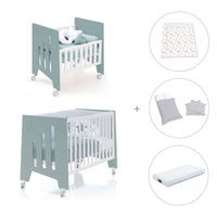 Minicuna 60x80 cm y cuna 60x120 cm (7en1) verde eucalipto · Omni Tre Eucalyptus C181T-M7757