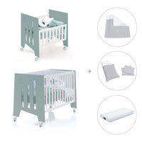 Minicuna 60x80 cm y cuna 60x120 cm (7en1) verde eucalipto · Omni Tre Eucalyptus C181T-M7757