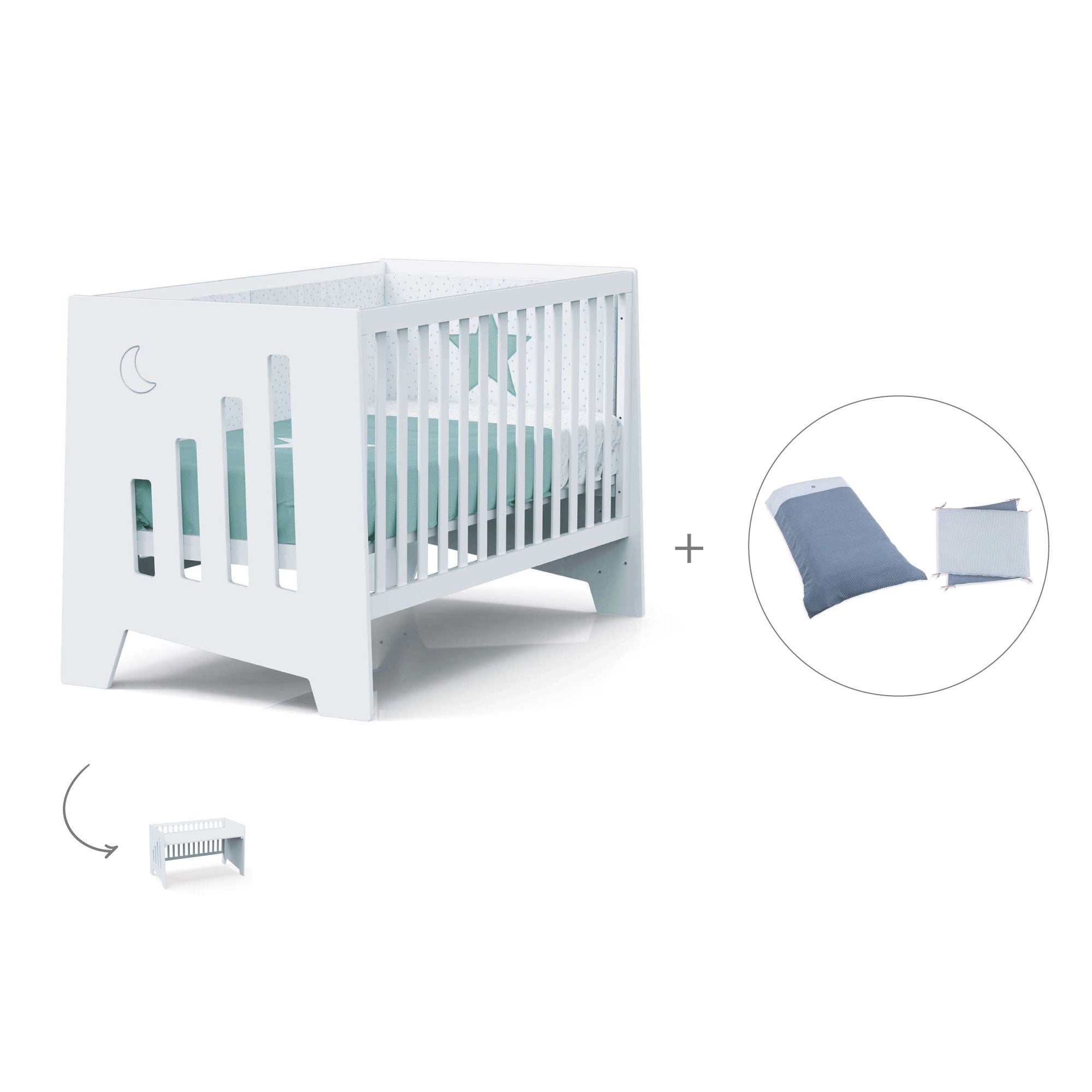 Cuna-escritorio 70x140 cm (2en1) blanca · Omni XL C191-M7700