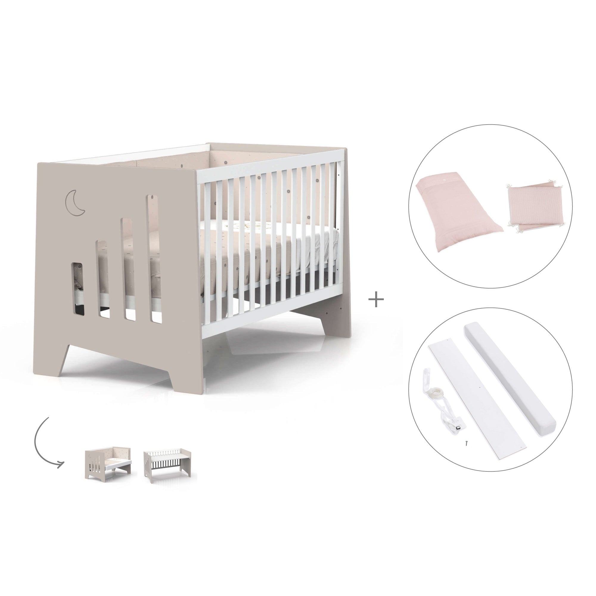 Cuna-escritorio 70x140 cm (2en1) beige · Omni XL C191-M7753