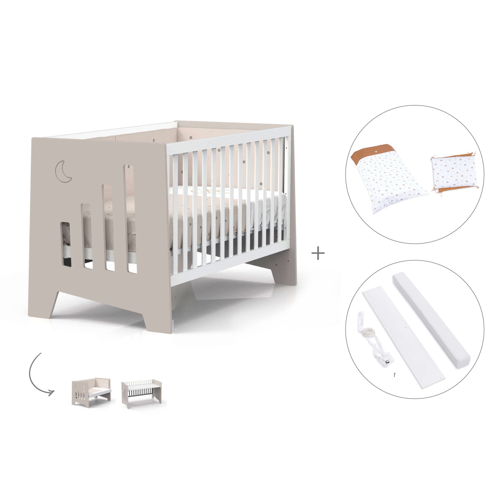 Cuna-escritorio 70x140 cm (2en1) beige · Omni XL C191-M7753