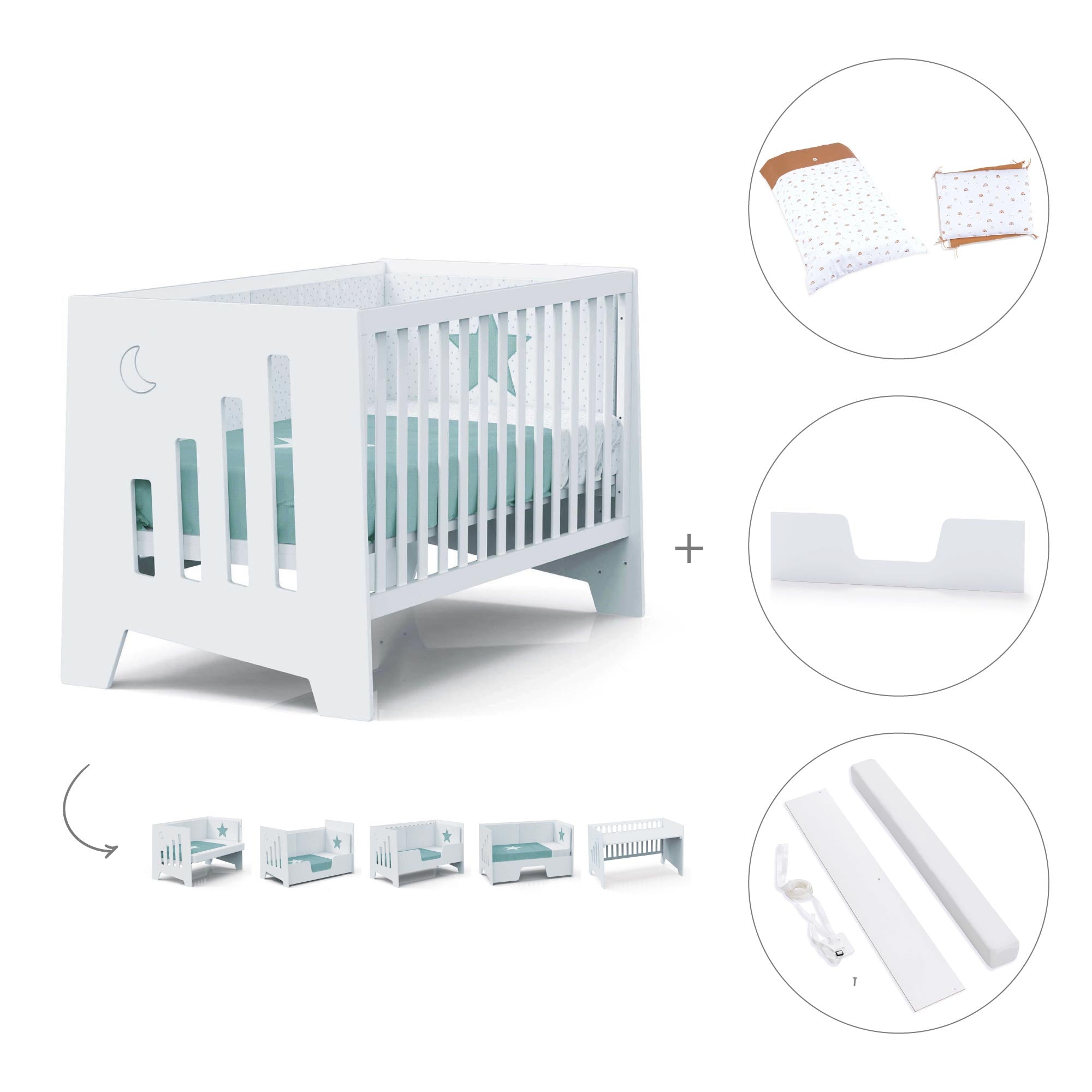 Cuna-escritorio 70x140 cm (2en1) blanca · Omni XL C191-M7700