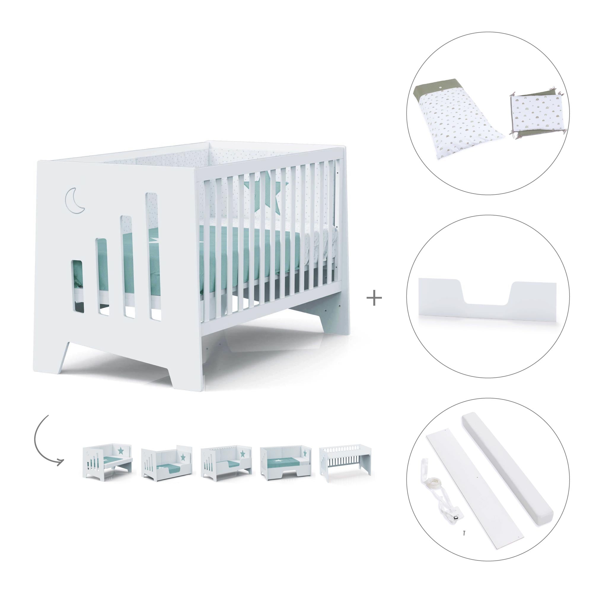 Cuna-escritorio 70x140 cm (2en1) blanca · Omni XL C191-M7700