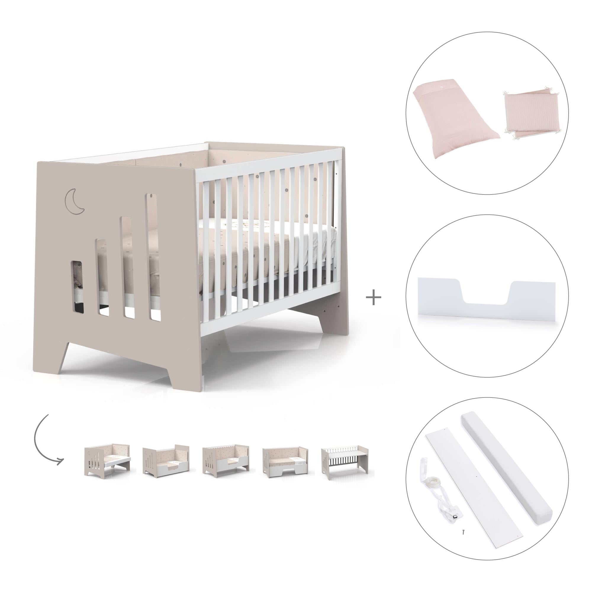 Cuna-escritorio 70x140 cm (2en1) beige · Omni XL C191-M7753