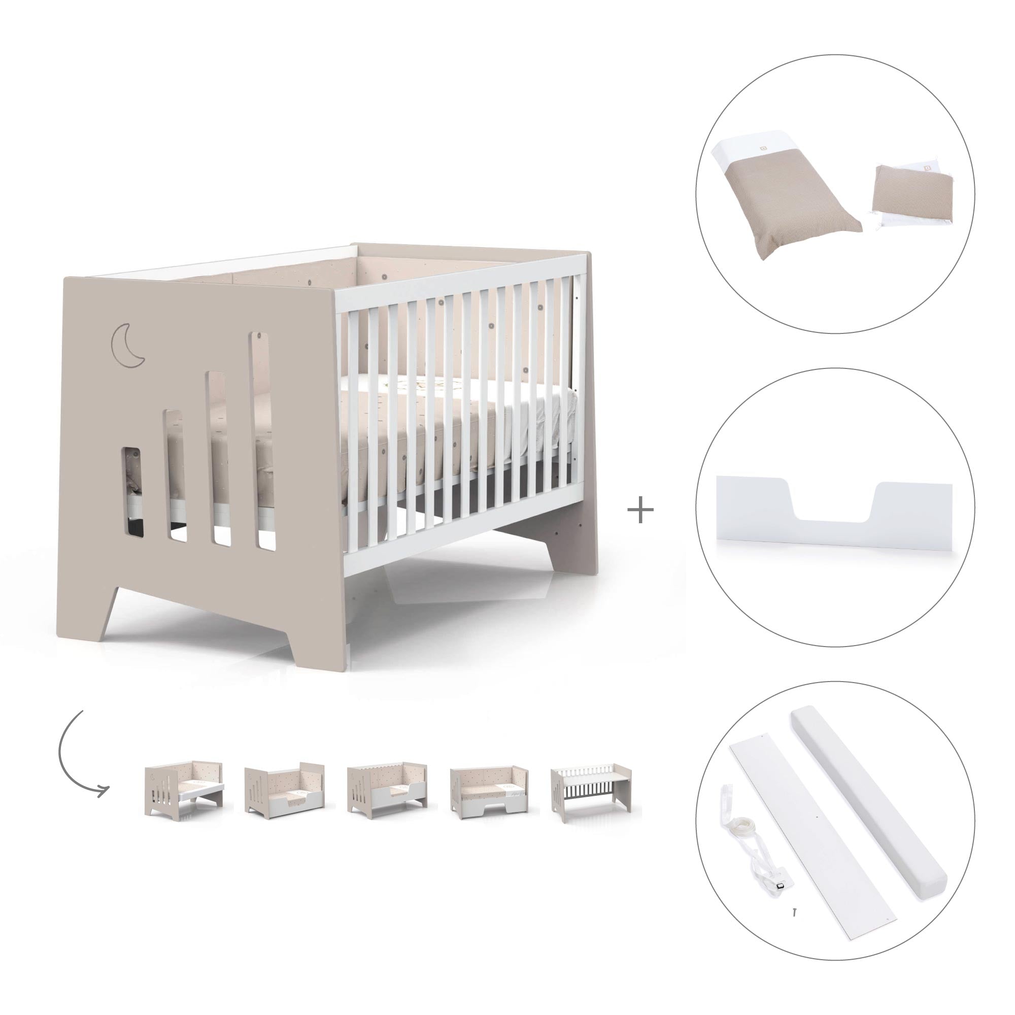 Cuna-escritorio 70x140 cm (2en1) beige · Omni XL C191-M7753