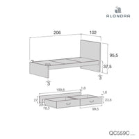 Cama juvenil de 90x200 cm con cajones para niños · Joy QC559