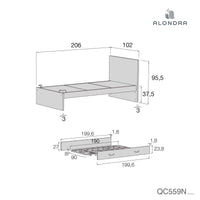 Cama juvenil de 90x200 cm con cajones para niños · Joy QC559