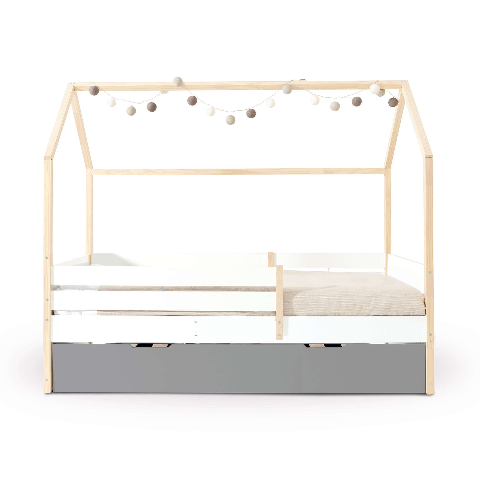 Cama Montessori 90x200 cm con cajón/cama nido en madera · Sogni XL NB2000