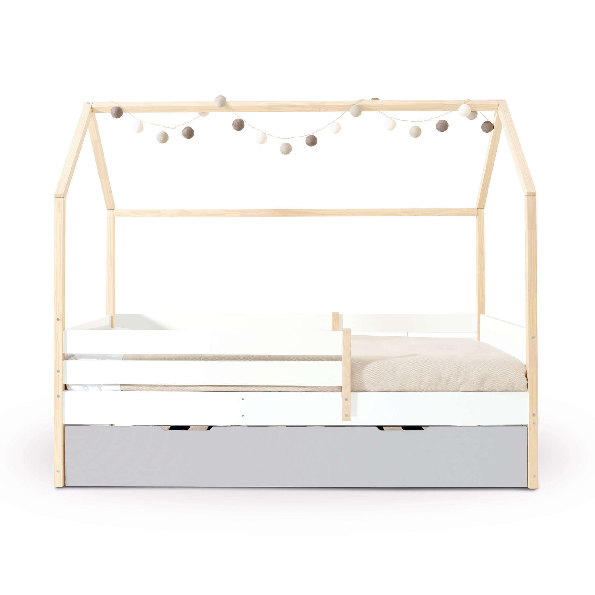 Cama Montessori 90x200 cm con cajón/cama nido en madera · Sogni XL NB2000