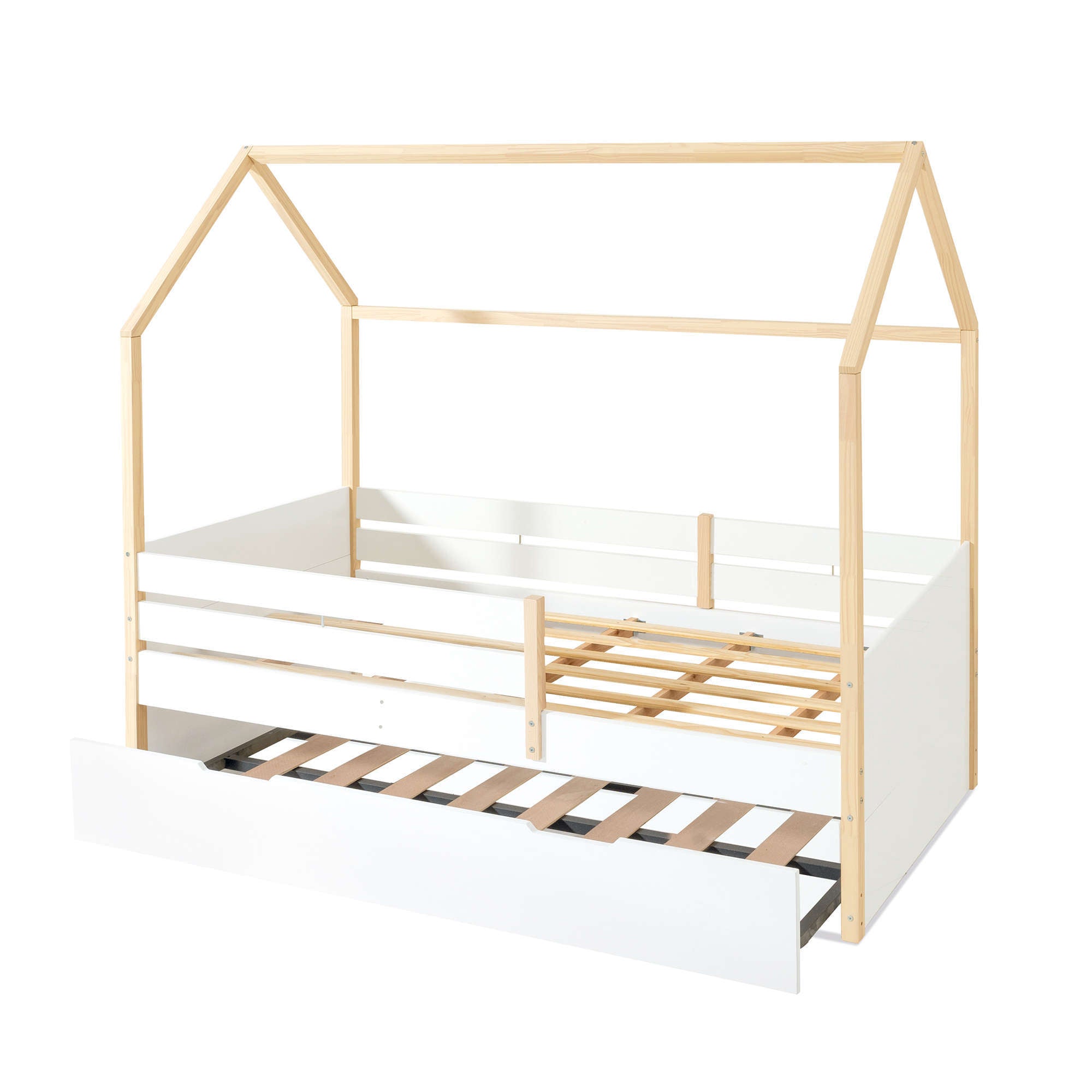 Cama Montessori 90x200 cm con cajón/cama nido en madera · Sogni XL NB2000