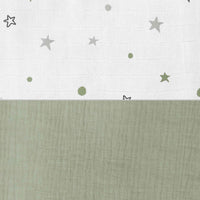 Set 3 cojines (luna, estrella, corazón) verde-oliva · Mist 693A-156