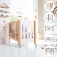 Cuna de bebé en madera y blanco convertible 5 en 1