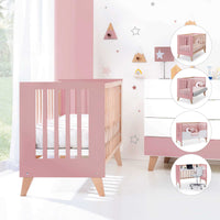 cuna de madera rosa para habitaciones de niña