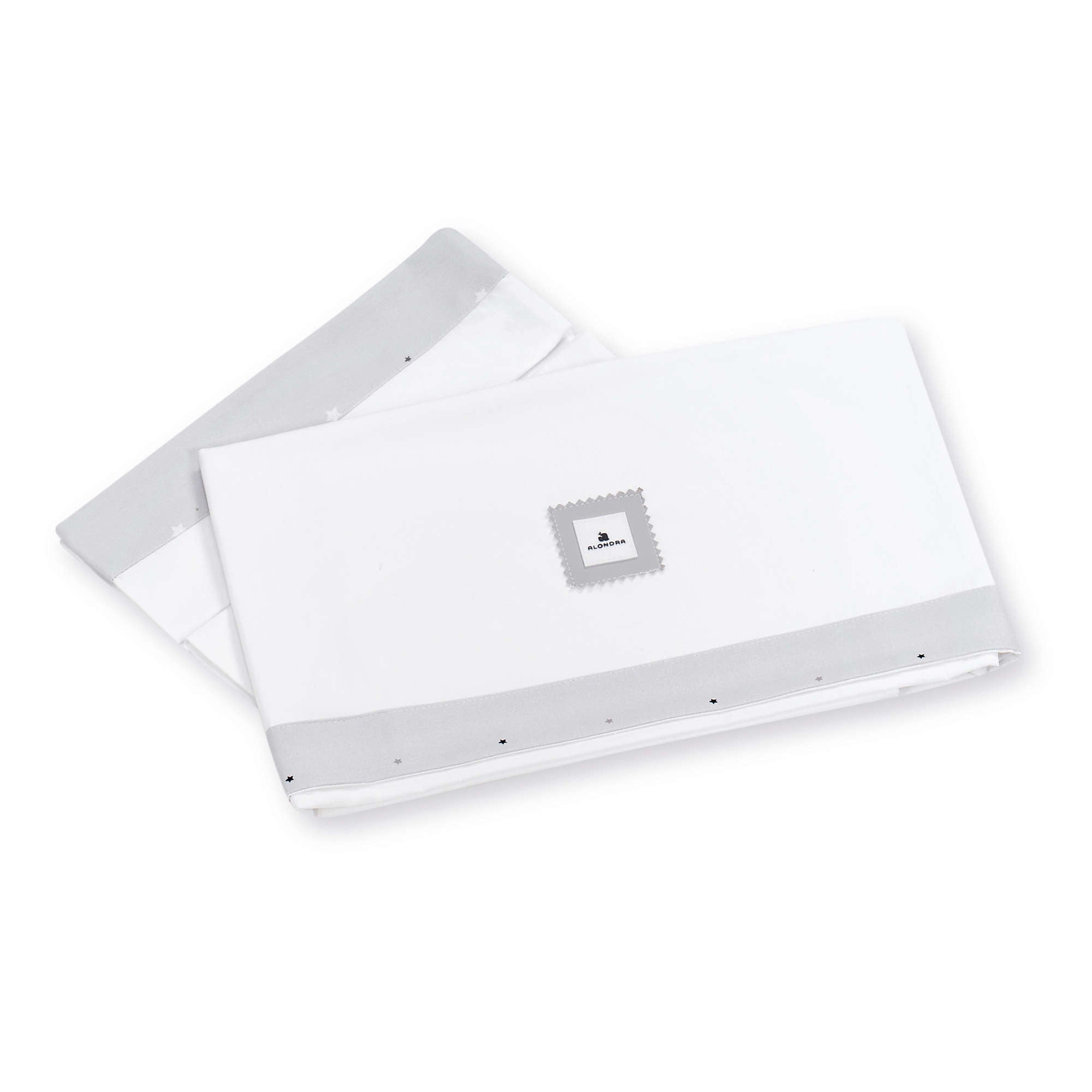 Sábanas de cuna tríptico 60x120 gris estrellas