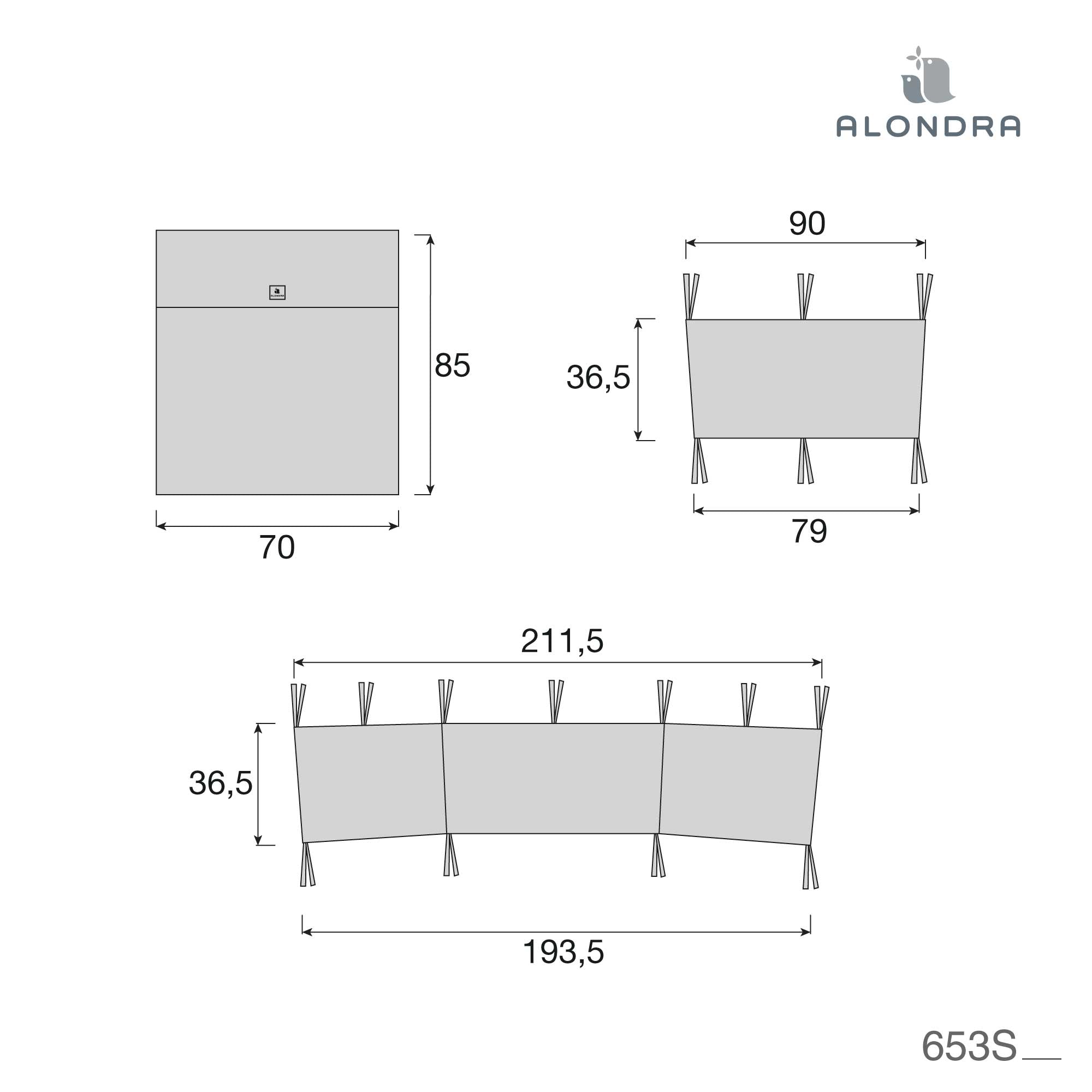 Set textil minicuna colecho Moai 80x50 cm marengo · 653S-128 Stone Grey