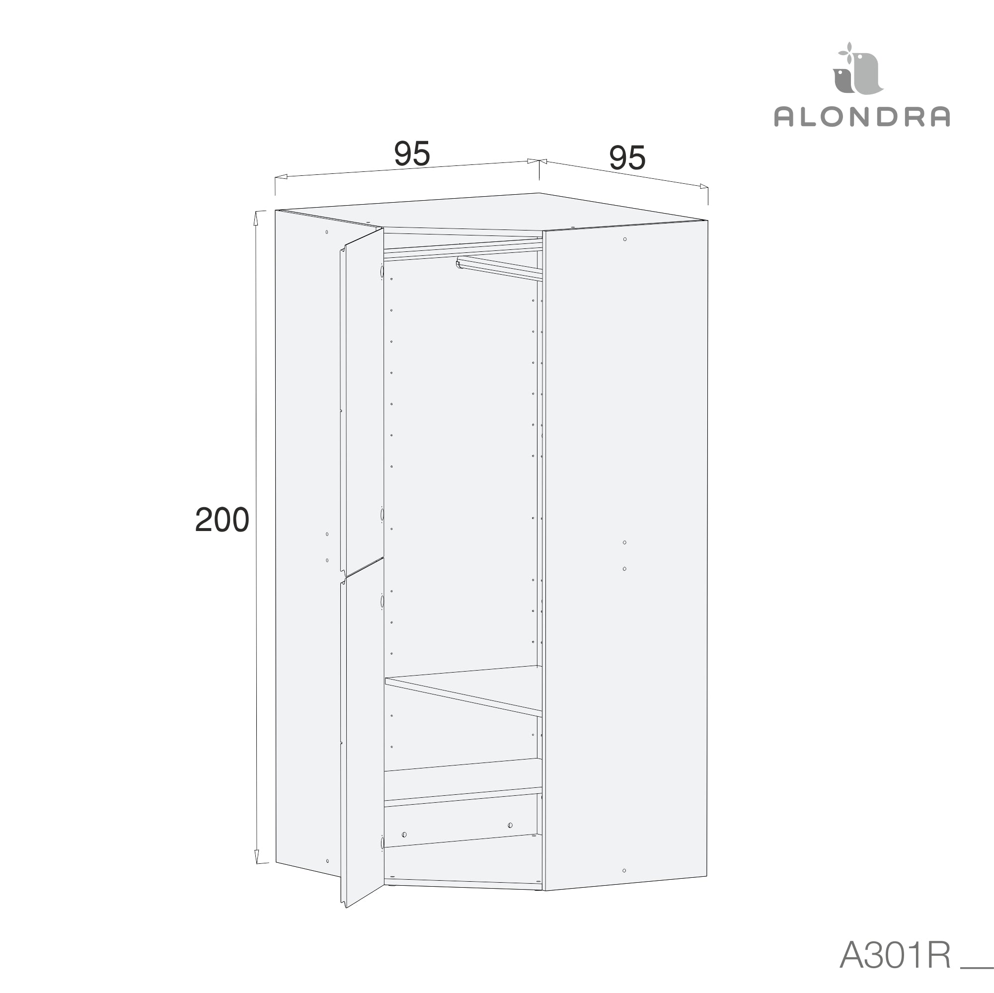 Módulo rinconera para armario Modular · A301R
