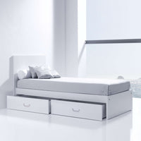 Cama juvenil con uñero en los 2 cajones inferiores color blanco