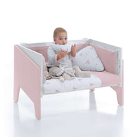 Minicuna de colecho 50x80 cm para bebé (5en1) blanca/rosa · Equo