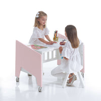 Minicuna de colecho 50x80 cm para bebé (5en1) blanca/rosa · Equo