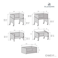 Minicuna de colecho 50x80 cm para bebé (5en1) blanca/gris · Equo