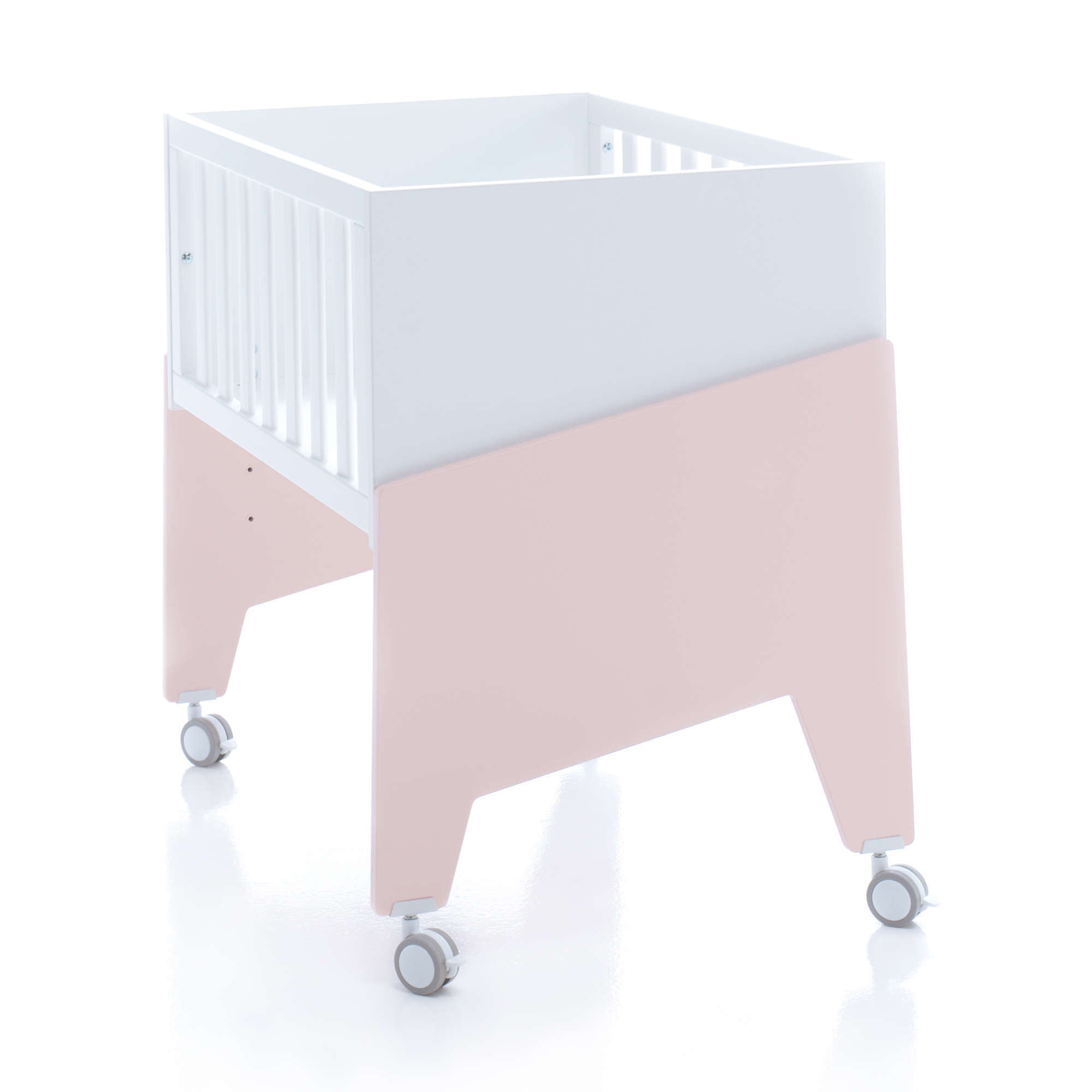 Minicuna de colecho 50x80 cm para bebé (5en1) blanca/rosa · Equo