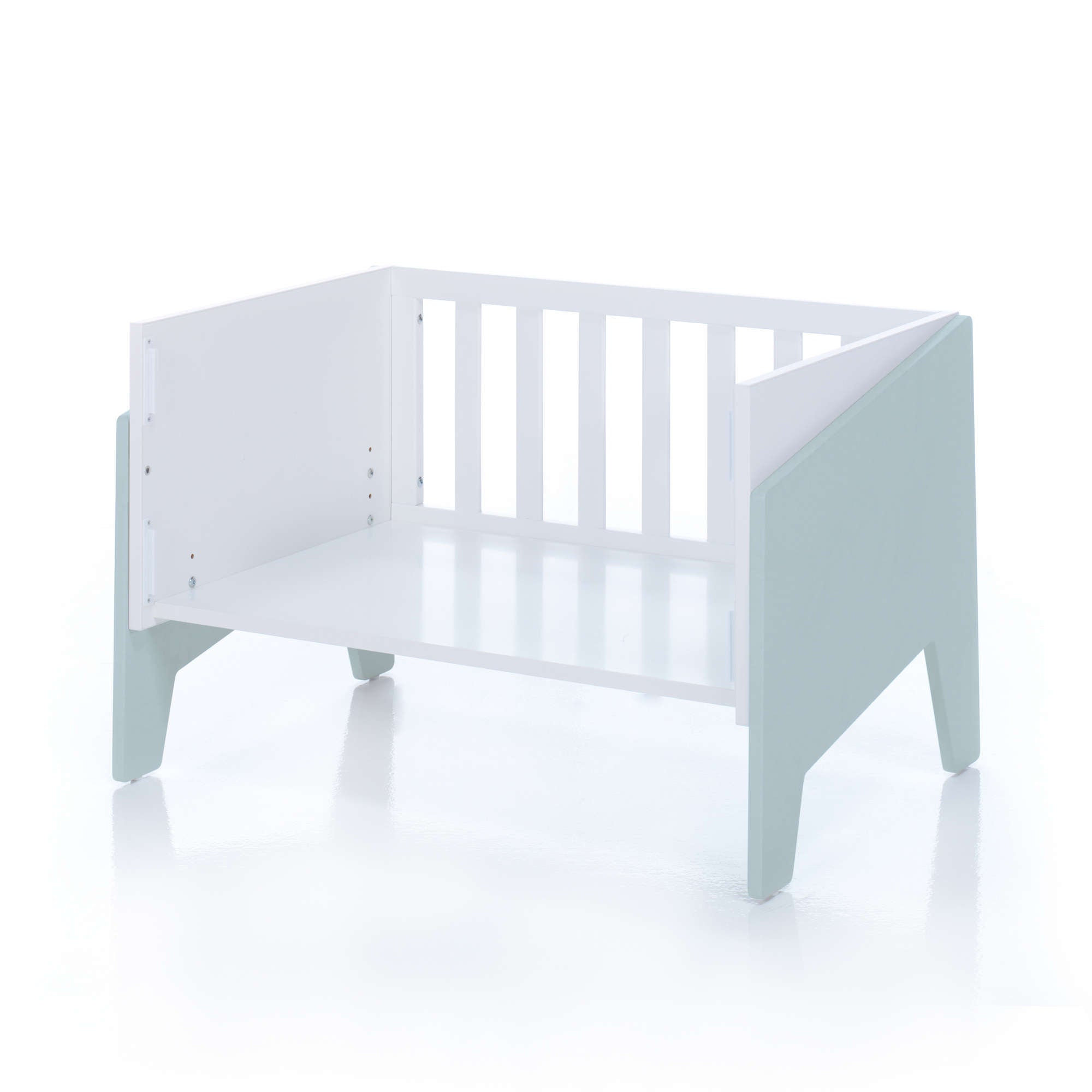 Minicuna de colecho 50x80 cm para bebé (5en1) blanca/verde-menta · Equo