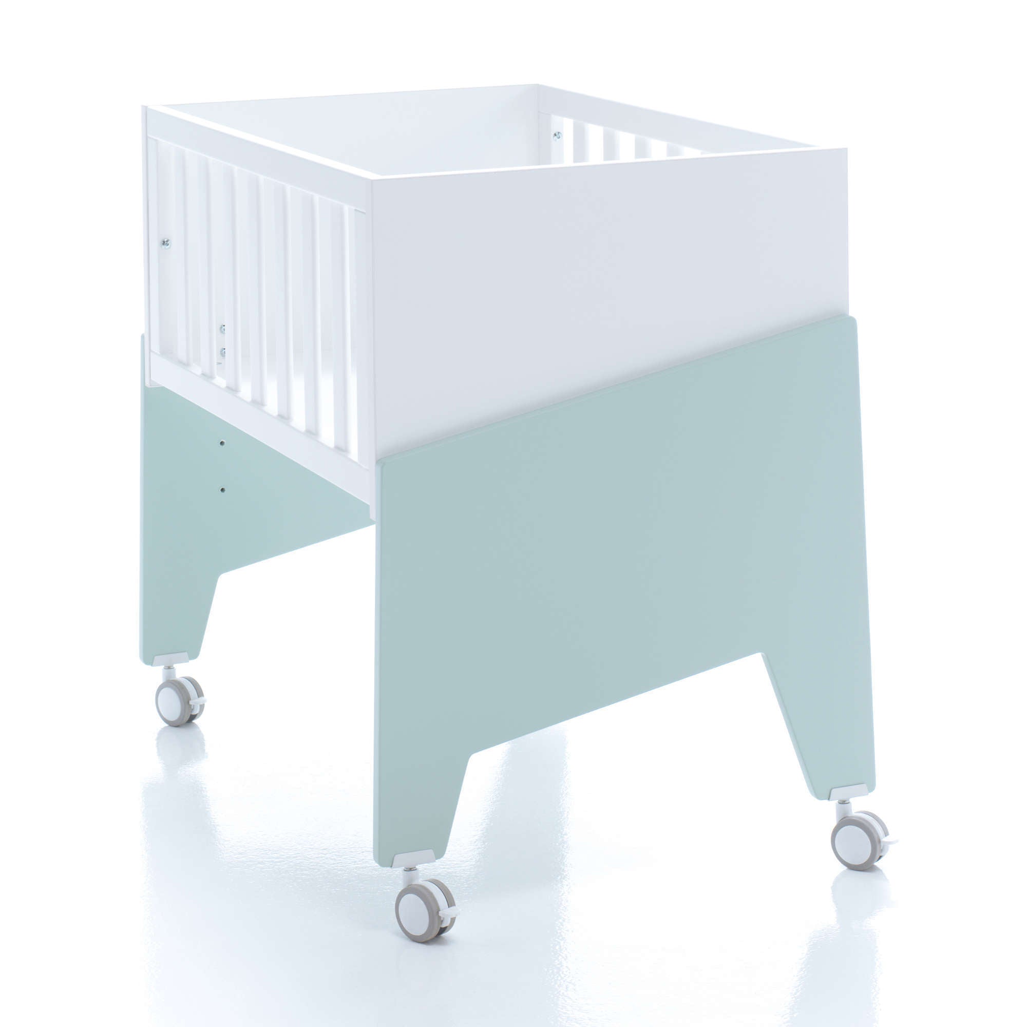 Minicuna de colecho 50x80 cm para bebé (5en1) blanca/verde-menta · Equo