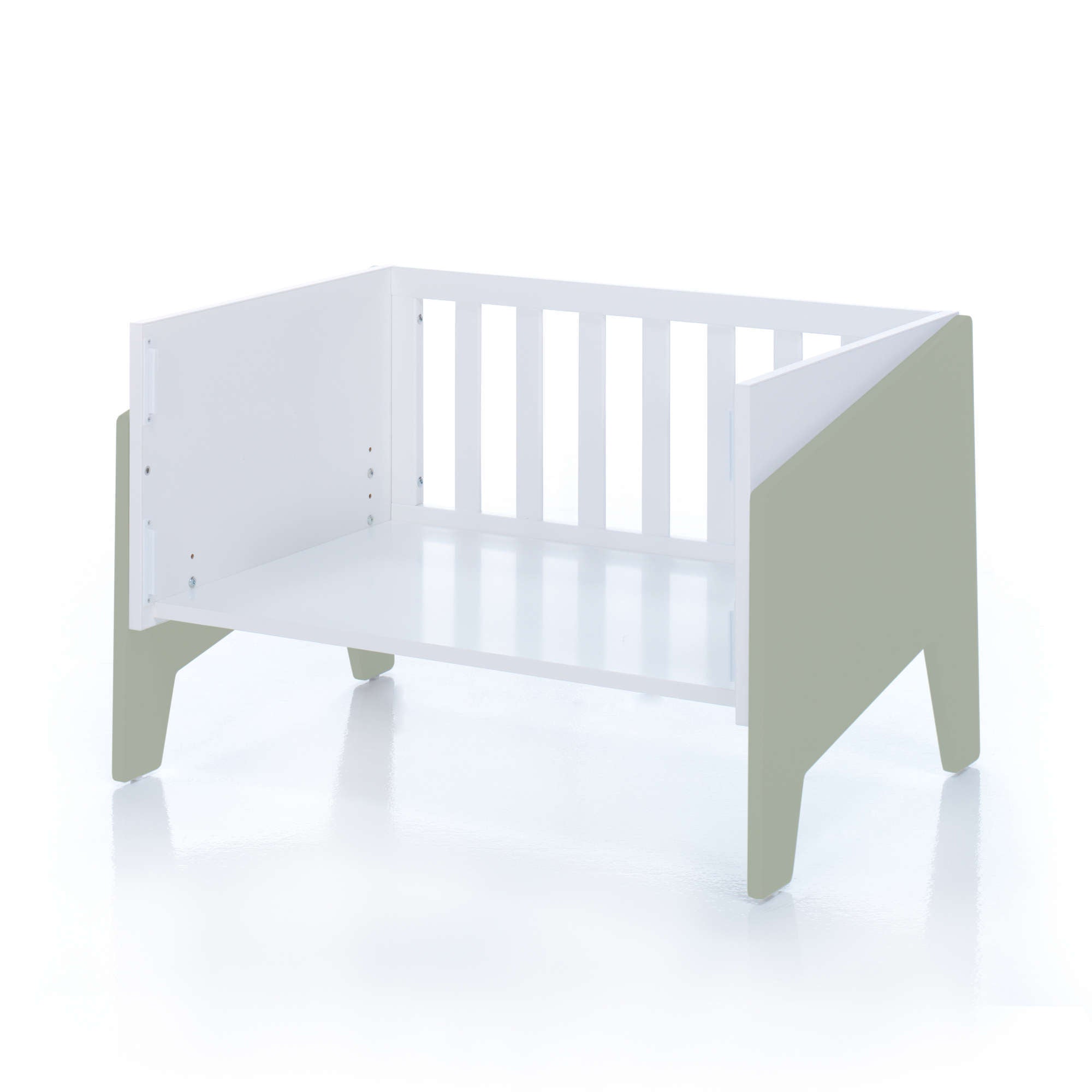Minicuna de colecho 50x80 cm para bebé (5en1) blanca/verde-oliva · Equo